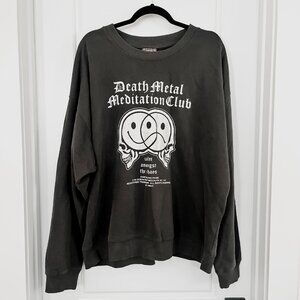 Coney Island Picnic Graphic Sweatshirt XXL Washed Black Oversized Crewneck